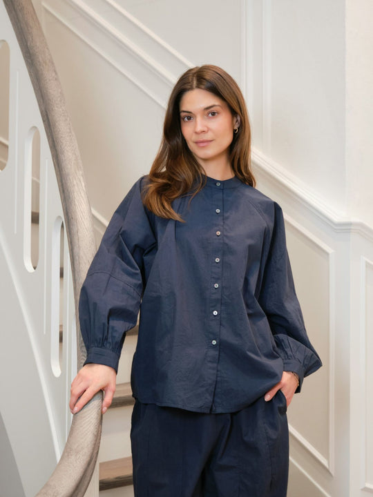 Neo Noir Solane C Poplin Shirt Navy