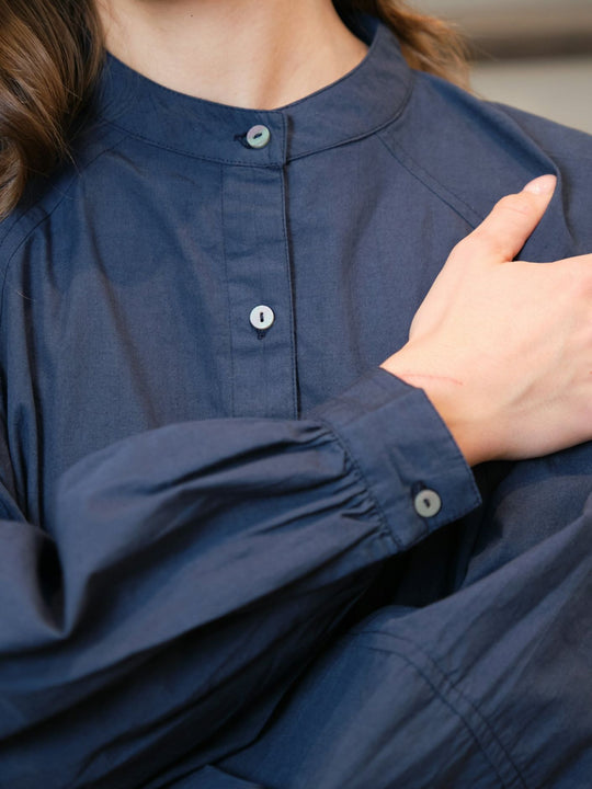 Neo Noir Solane C Poplin Shirt Navy