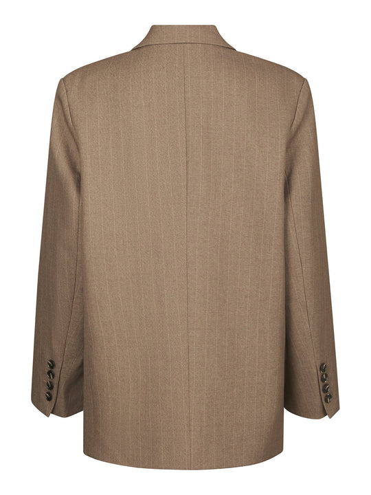 Neo Noir Gaby Pinstripe Blazer Taupe
