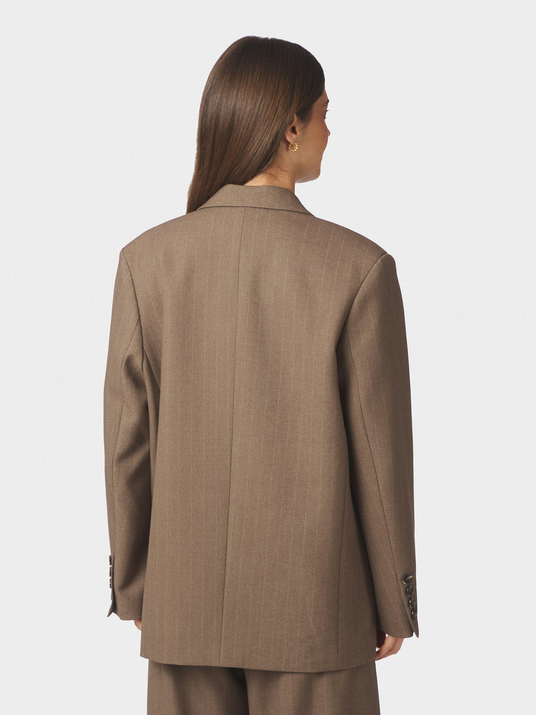 Neo Noir Gaby Pinstripe Blazer Taupe