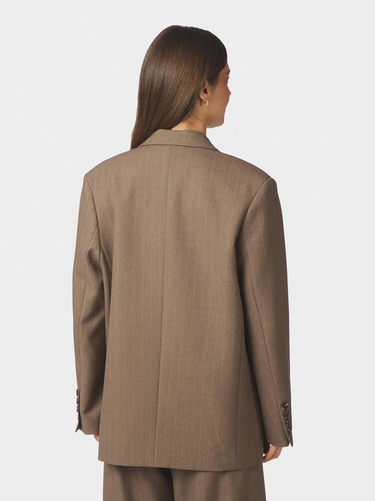 Neo Noir Gaby Pinstripe Blazer Taupe
