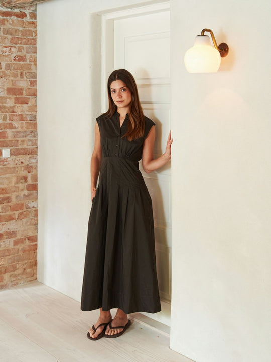 Neo Noir Irena Poplin Dress Chocolate Brown