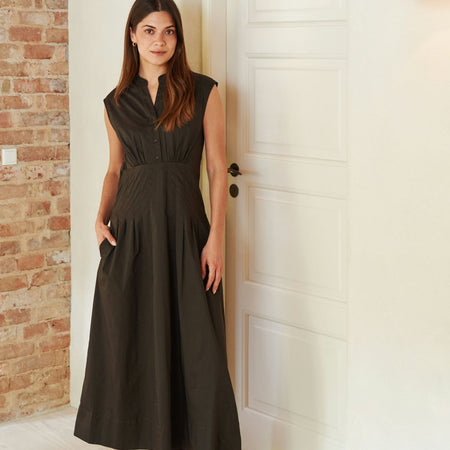 Neo Noir Irena Poplin Dress Chocolate Brown