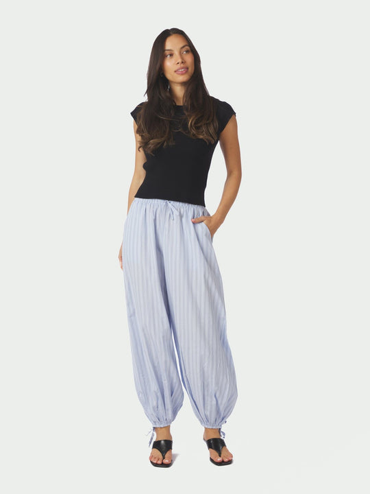 Neo Noir Roxane Balloon Double Stripe Pants Light Blue