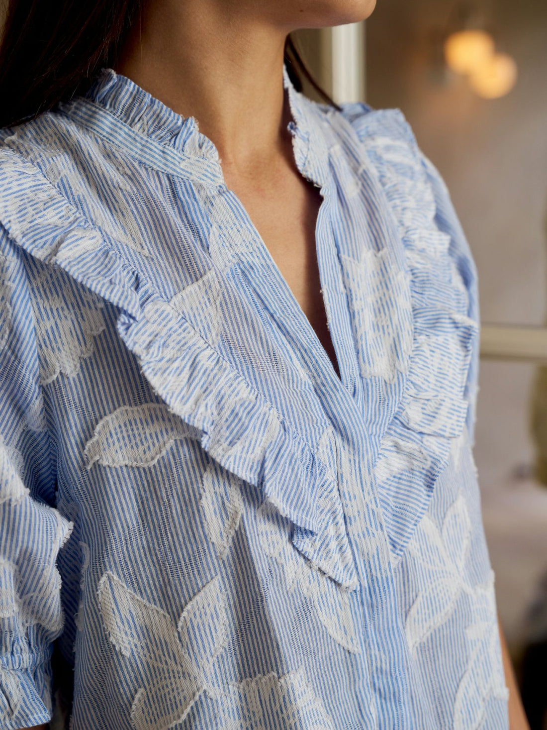 Neo Noir Manet Jacquard Blouse Light Blue