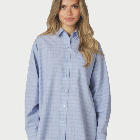 Neo Noir Dalma Triple Check Shirt Light Blue