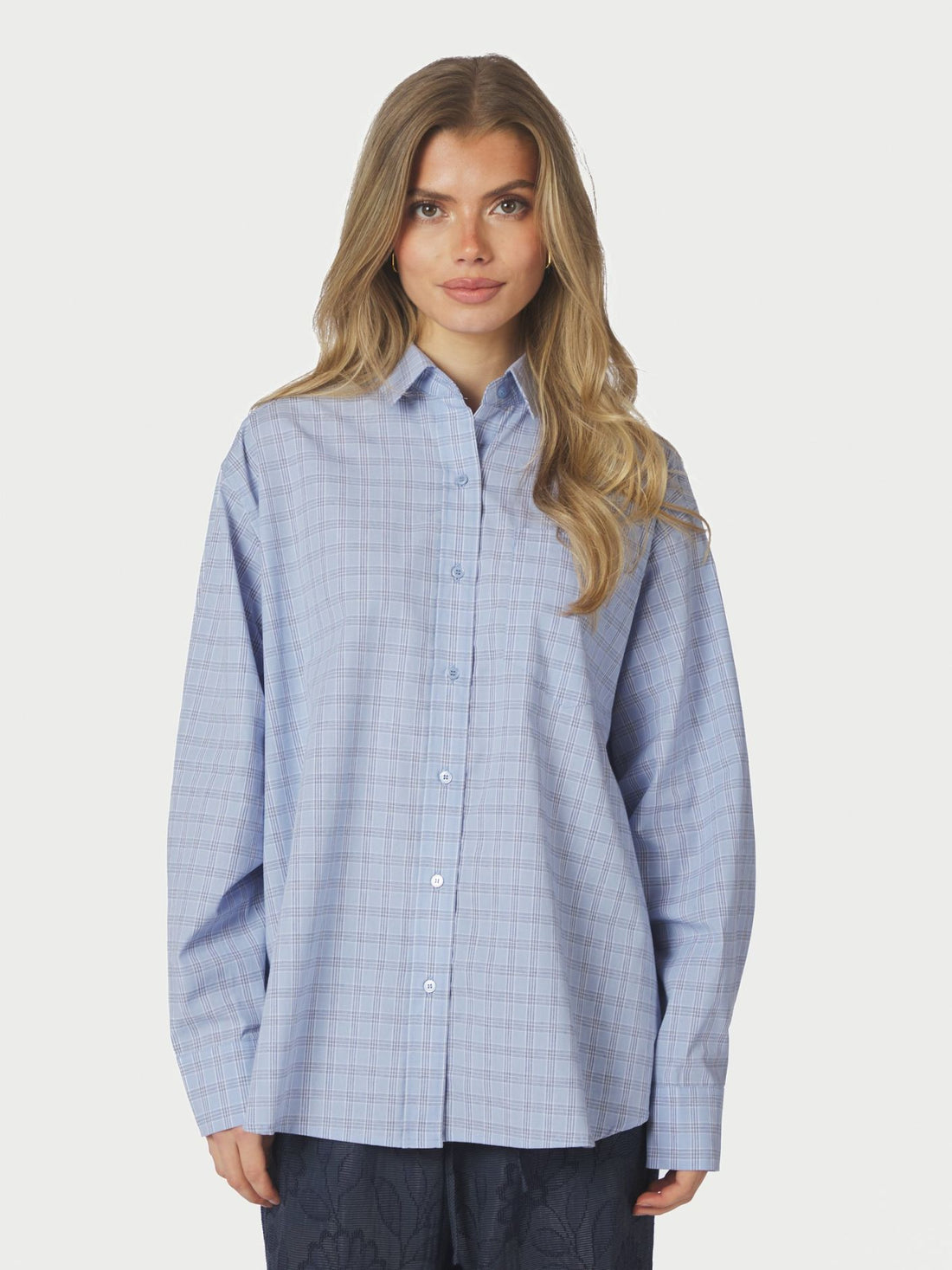 Neo Noir Dalma Triple Check Shirt Light Blue