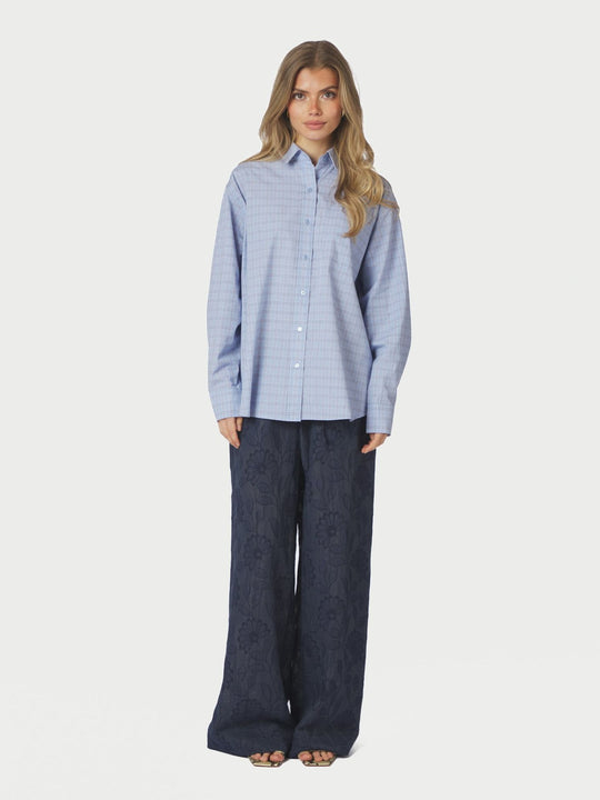 Neo Noir Dalma Triple Check Shirt Light Blue