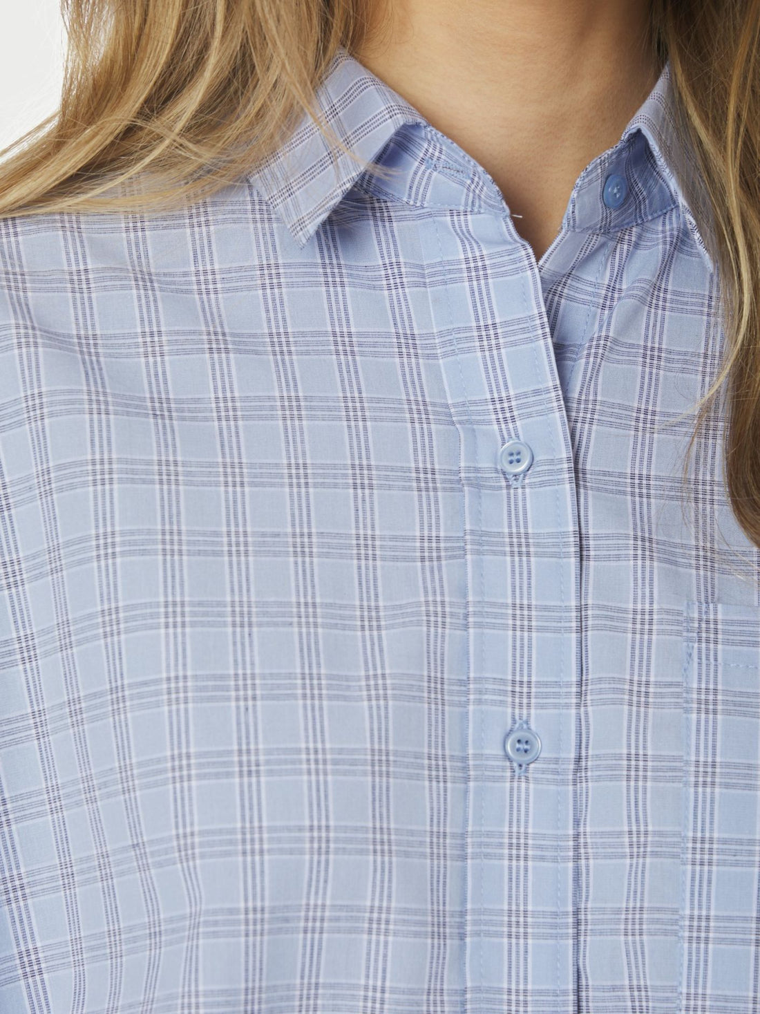 Neo Noir Dalma Triple Check Shirt Light Blue