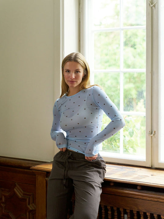 Neo Noir Ella Space Dot Blouse Light Blue