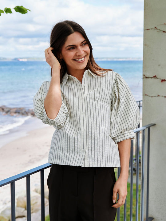 Neo Noir Etta Slim Stripe Shirt Off White
