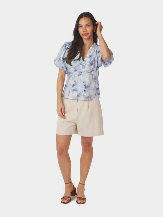 Neo Noir Irina Floral Fusion Blouse Blue