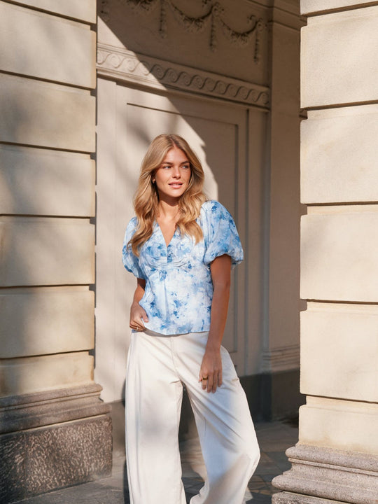 Neo Noir Irina Floral Fusion Blouse Blue