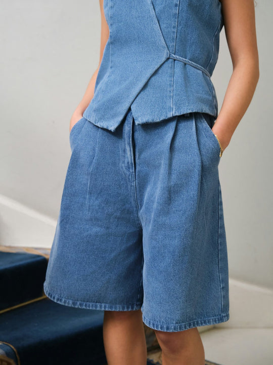 Neo Noir Rosel Denim Shorts Blue