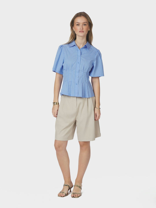 Neo Noir Balara Stripe Poplin Shirt Light Blue