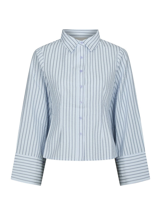 Neo Noir Rosa Striped Crepe Shirt Blue