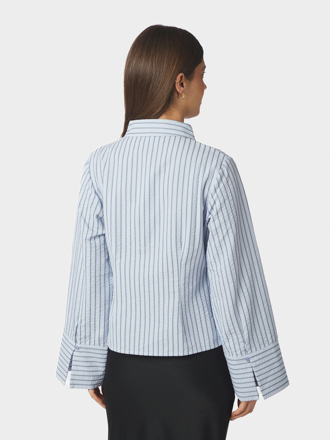 Neo Noir Rosa Striped Crepe Shirt Blue