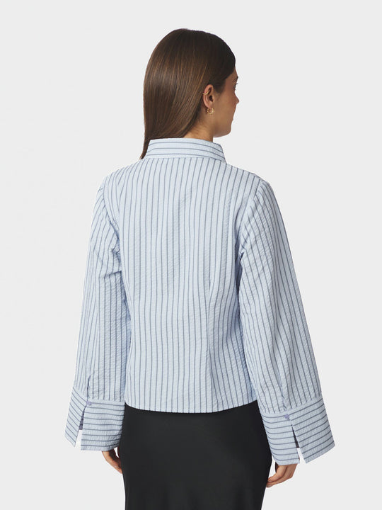Neo Noir Rosa Striped Crepe Shirt Blue