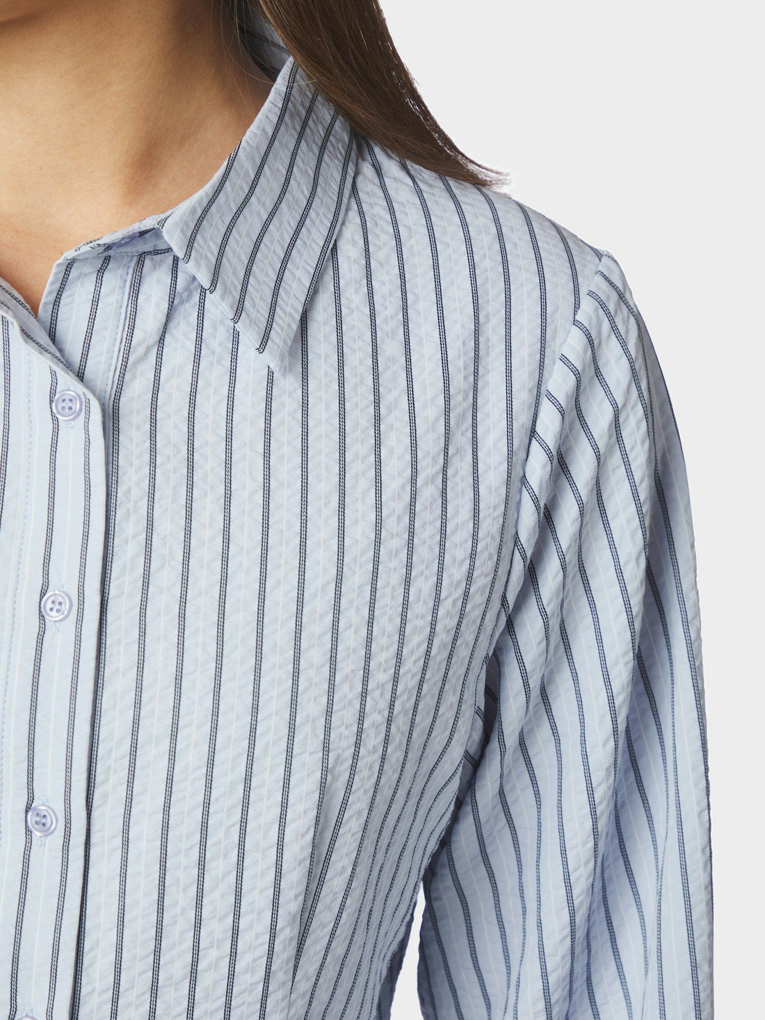 Neo Noir Rosa Striped Crepe Shirt Blue