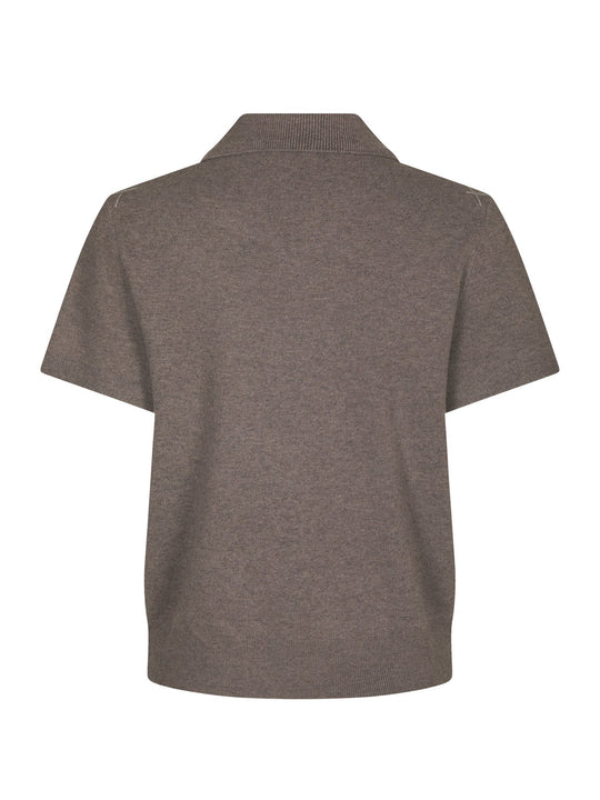 Neo Noir Gia Check Knit Blouse Dark Taupe