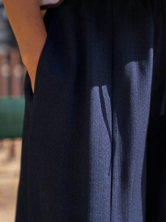Neo Noir Eveline Pinstripe Pants Navy
