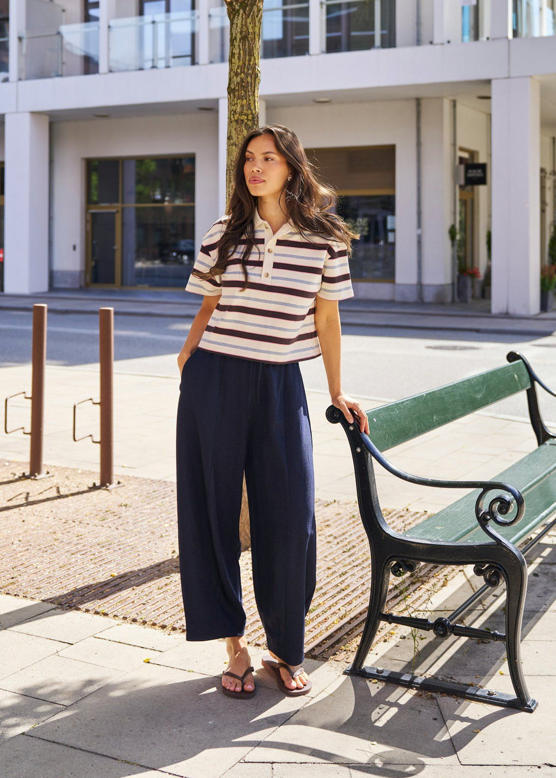 Neo Noir Eveline Pinstripe Pants Navy