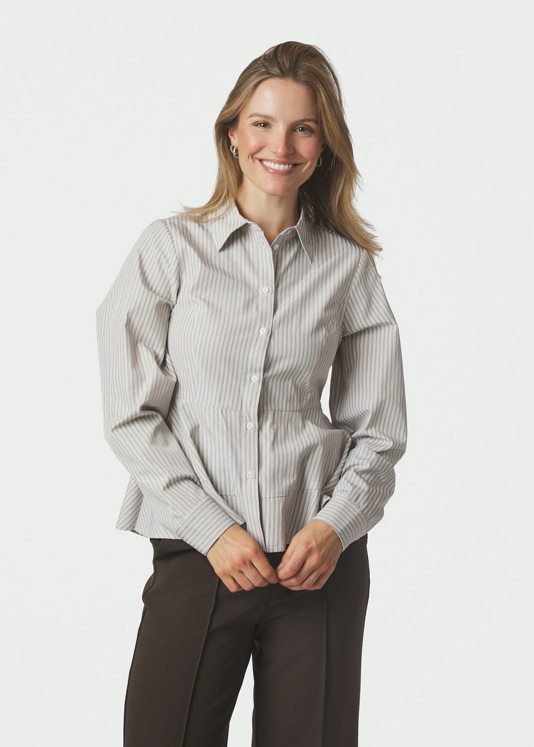 Neo Noir Samira Stripe Shirt Taupe Stripe