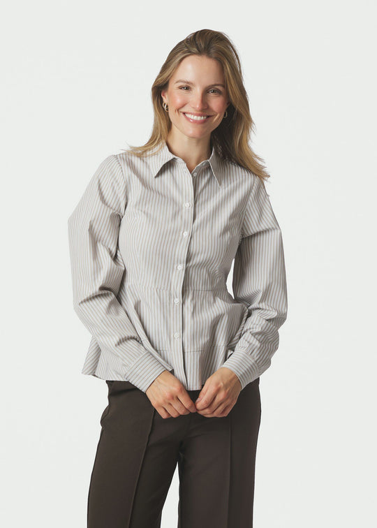 Neo Noir Samira Stripe Shirt Taupe Stripe