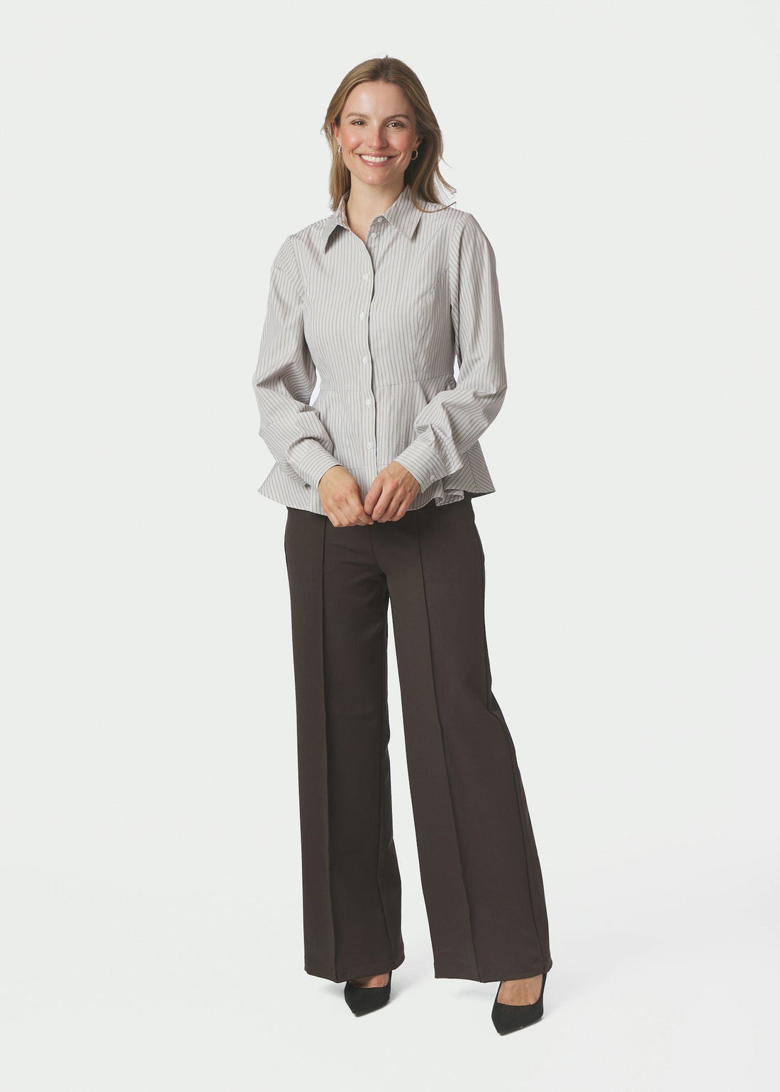 Neo Noir Samira Stripe Shirt Taupe Stripe