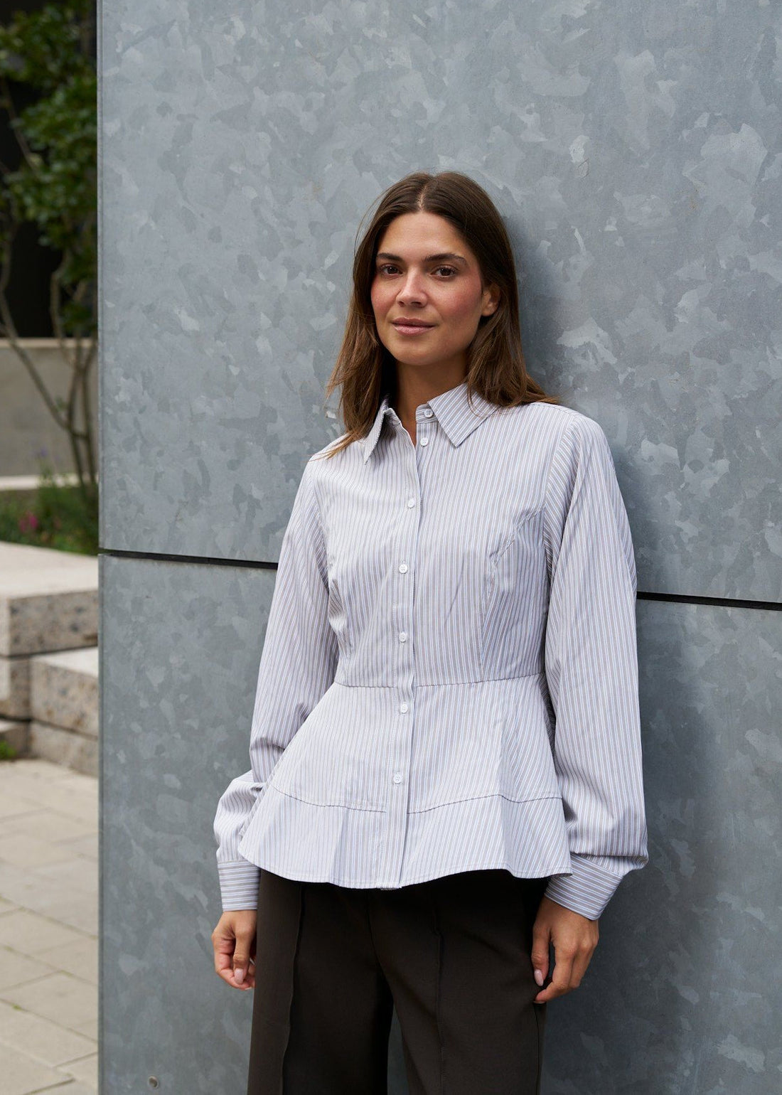 Neo Noir Samira Stripe Shirt Taupe Stripe