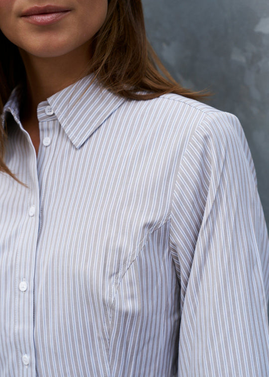 Neo Noir Samira Stripe Shirt Taupe Stripe