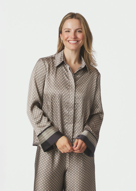 Neo Noir Mistan Pattern Shirt Beige