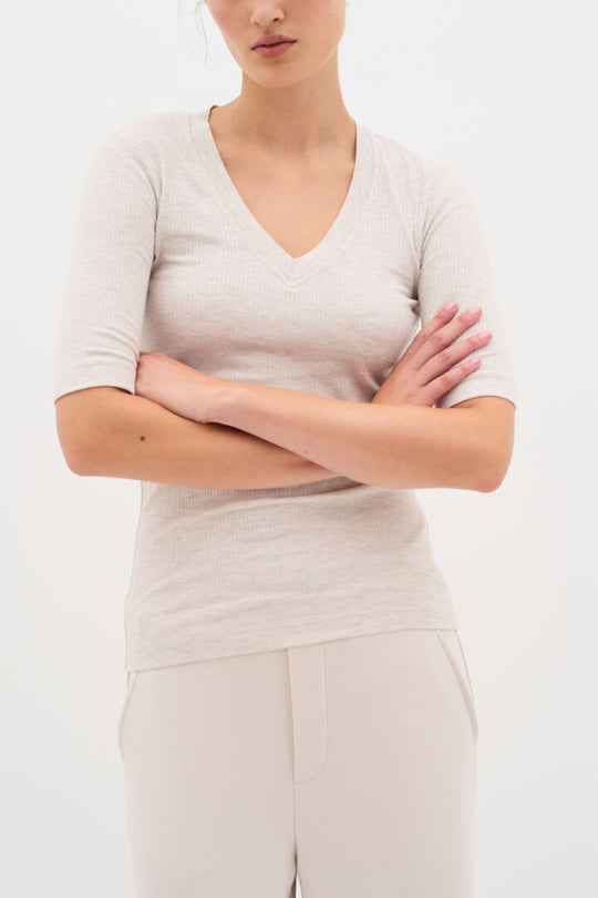 InWear DagnaIW Melange V T-Shirt Ecru