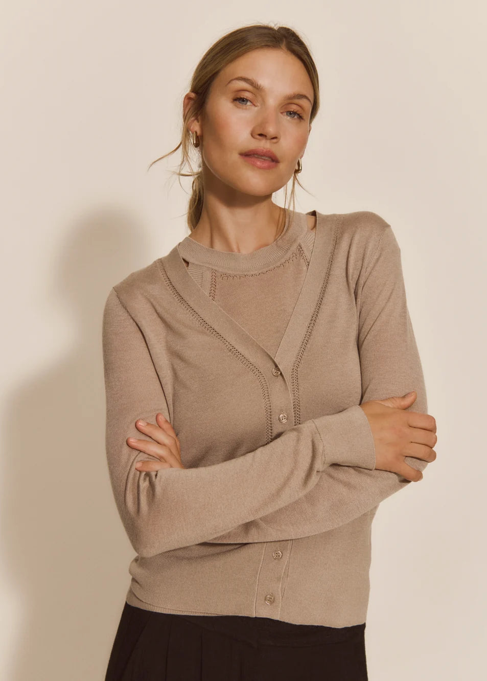 Rosemunde Samira Silk LS Cardigan Mocha Meringue