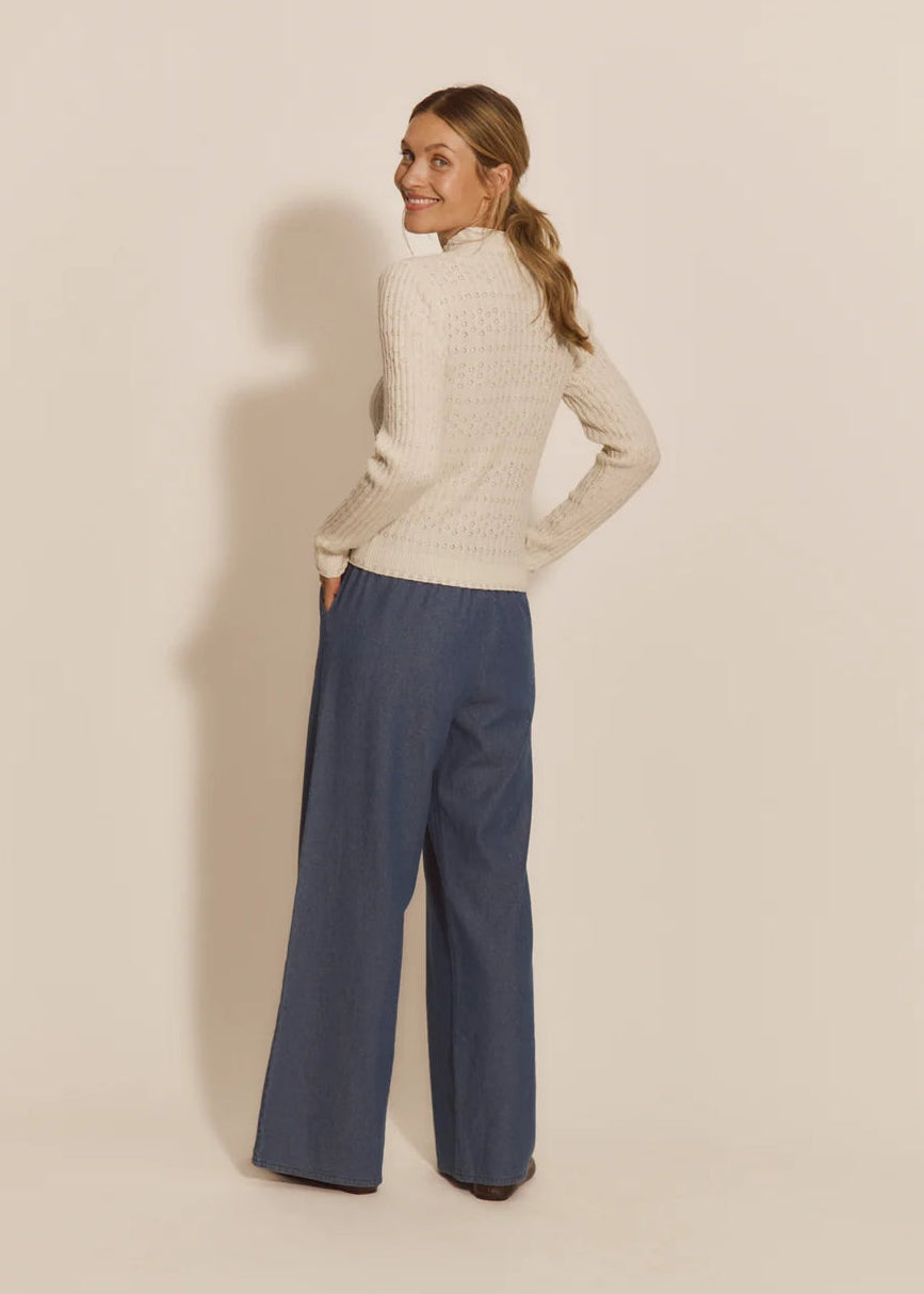 Rosemunde Sofia Pointelle LS Pullover Ivory