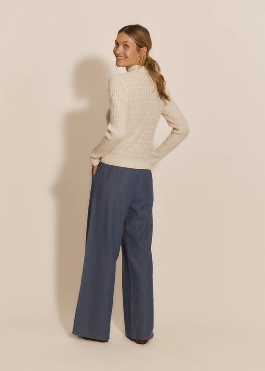 Rosemunde Sofia Pointelle LS Pullover Ivory