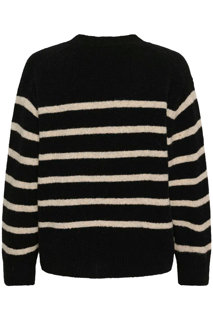 Soaked SLBriony Cardigan Black and Dune Strip