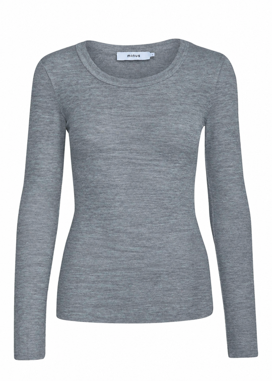 Minus MSCally Long Sleeve Top Light Grey Melange