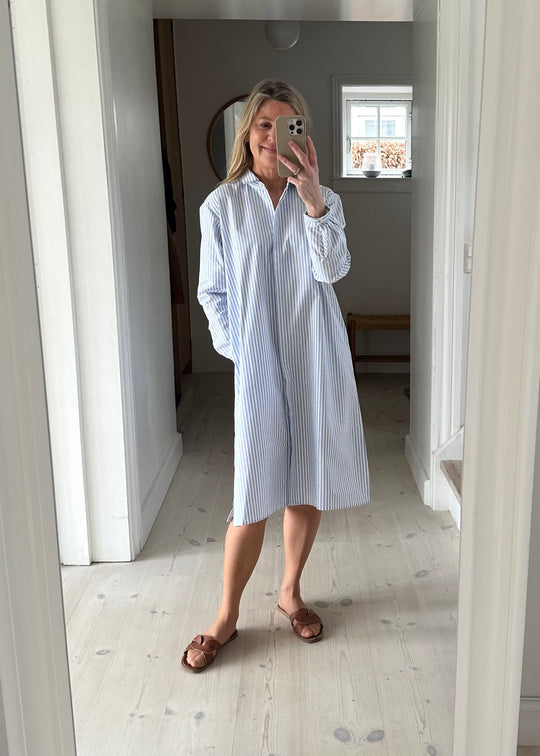 Schulz by Crowd Dilby Shirt dress white blue stripe