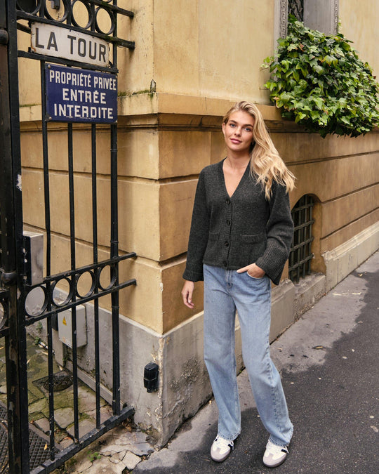 Neo Noir Pixie knit cardigan Antracit dark grey