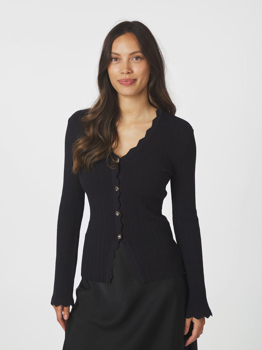 Neo Noir Clara stitch knit blouse dark navy