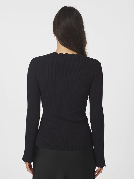 Neo Noir Clara stitch knit blouse dark navy