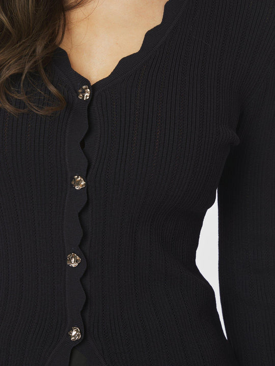 Neo Noir Clara stitch knit blouse dark navy