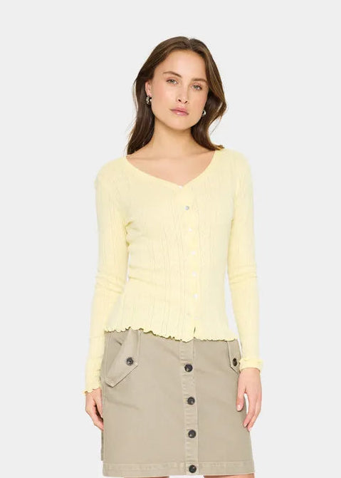 Saint Tropez GruSZ Cardigan Pale Banana yellow