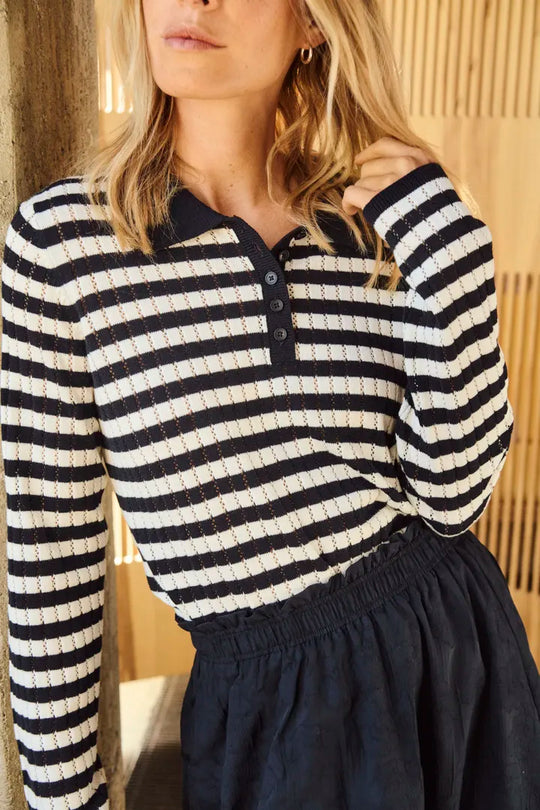 Part Two ZariaPW Pullover Dark Navy Stripe