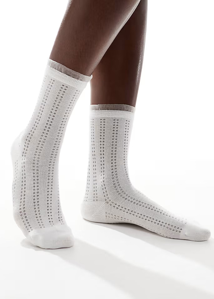 Sui Ava Andrea Frilly Socks White