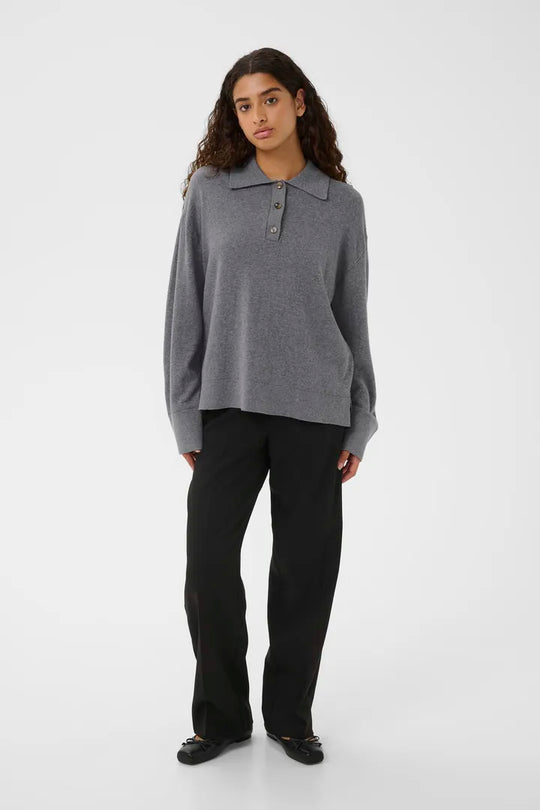 Soaked SLSanja Polo Pullover Grey Melange