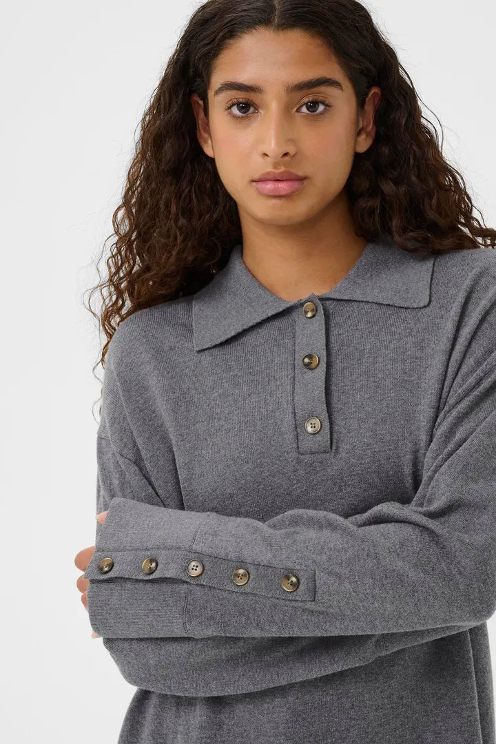 Soaked SLSanja Polo Pullover Grey Melange