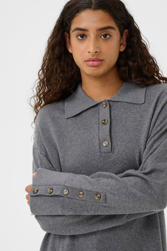 Soaked SLSanja Polo Pullover Grey Melange