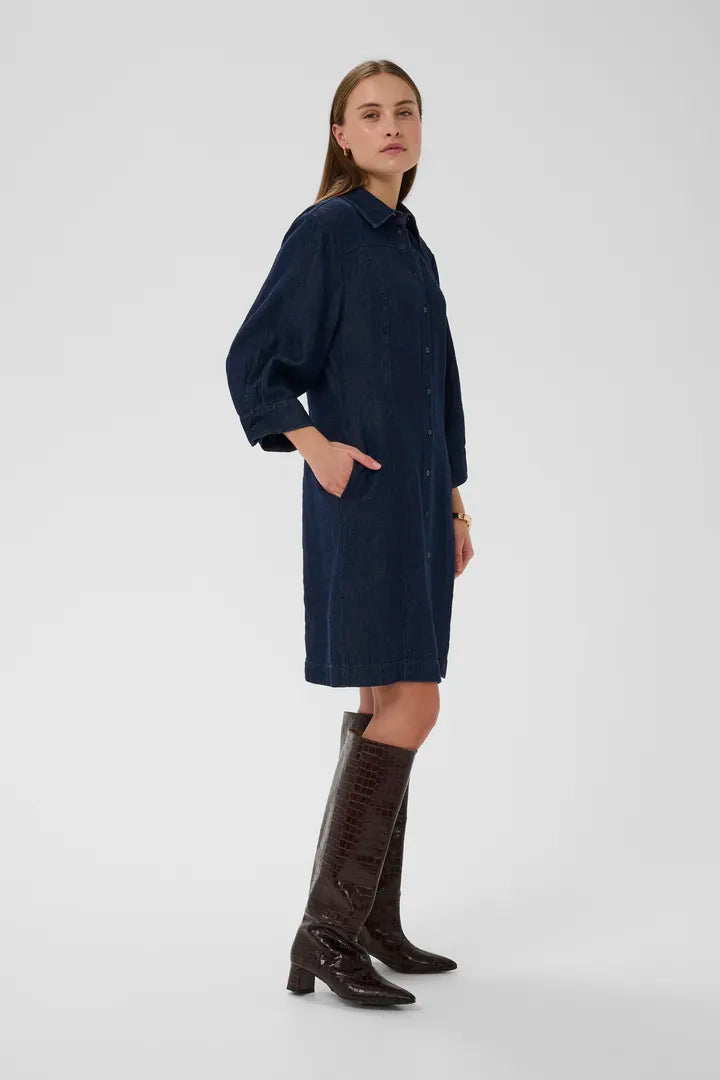 Soaked SLChaman Short Dress Dark Blue Denim
